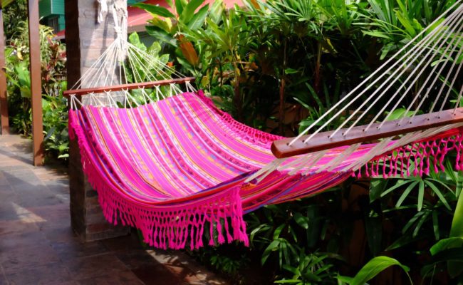 Hammock in front, hotel